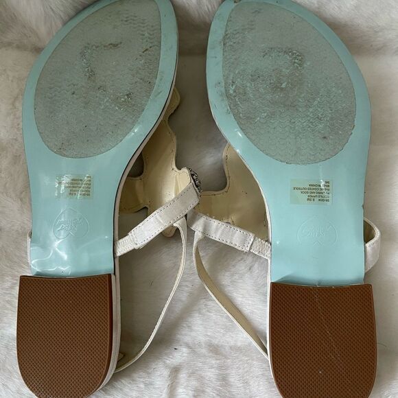 Betsey Johnson off white Satin Rhinestones Slingback adjustable strap Si… - Picture 8 of 9